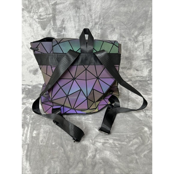 LUXSHE Geometric Iridescent Backpack Luminous Drawstring Backpack READ! - Picture 4 of 16